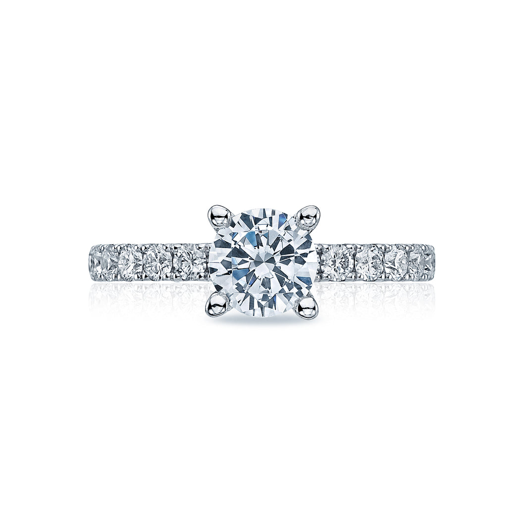 Tacori 18k White Gold Clean Crescent Round Diamond Engagement Ring (0.6 CTW)