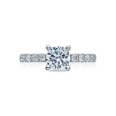 Tacori 18k White Gold Clean Crescent Round Diamond Engagement Ring Setting (0.6 CTW)