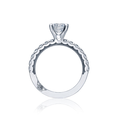 Tacori 18k White Gold Clean Crescent Round Diamond Engagement Ring Setting (0.6 CTW)