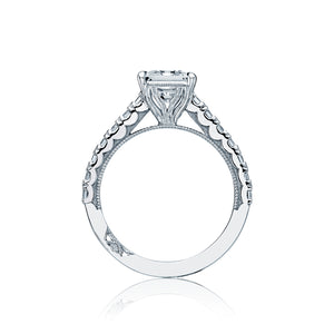 Tacori 18k White Gold Clean Crescent Princess Diamond Engagement Ring (0.95 CTW)