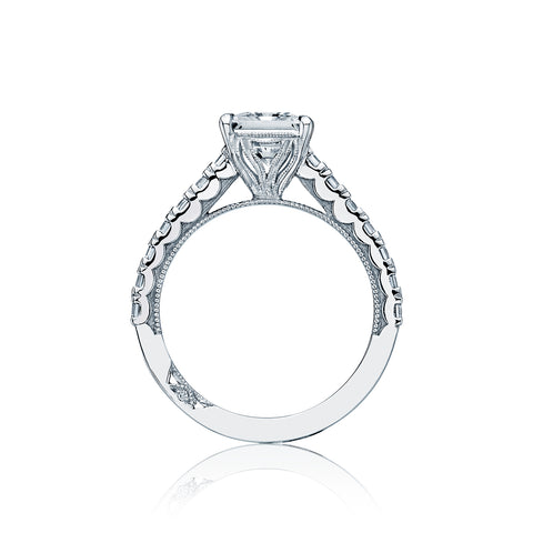 Tacori 18k White Gold Clean Crescent Princess Diamond Engagement Ring Setting (0.95 CTW)