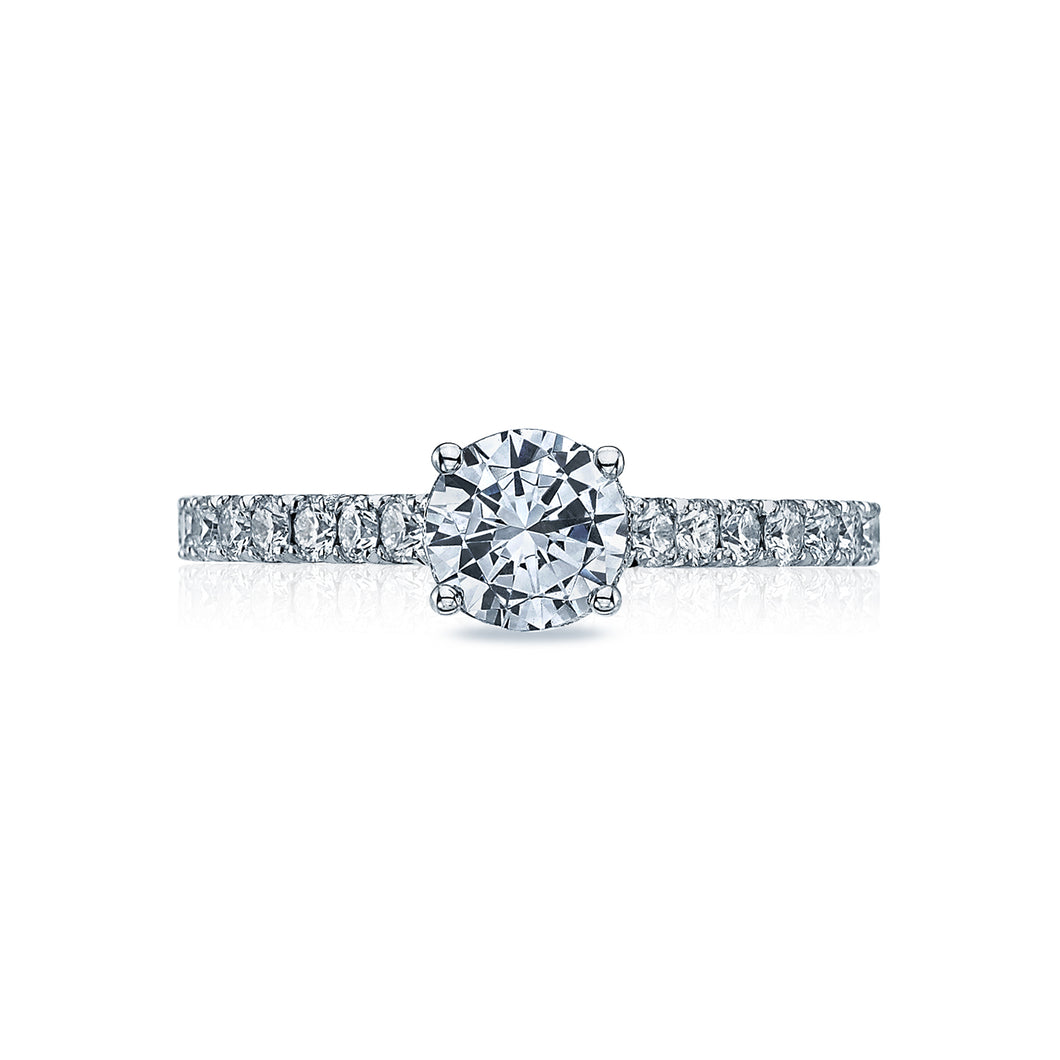 Tacori 18k White Gold Clean Crescent Round Diamond Engagement Ring (0.53 CTW)