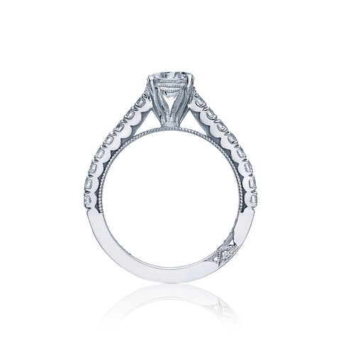 Tacori 18k White Gold Clean Crescent Round Diamond Engagement Ring Setting  (0.53 CTW)