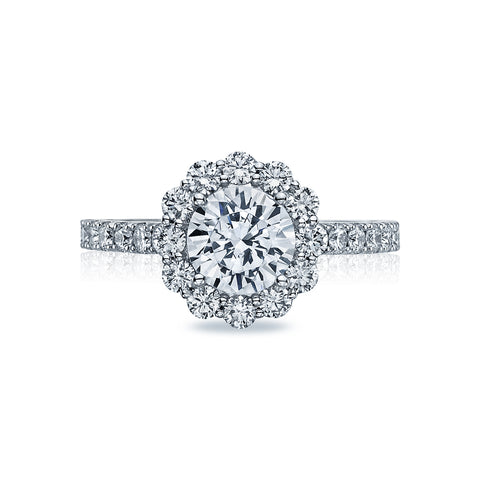 Tacori 18k White Gold Full Bloom Round Diamond Engagement Ring Setting (0.99 CTW)