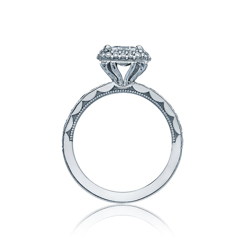 Tacori 18k White Gold Blooming Beauties White Gold Princess Diamond Engagement Ring Setting (0.65 CTW)