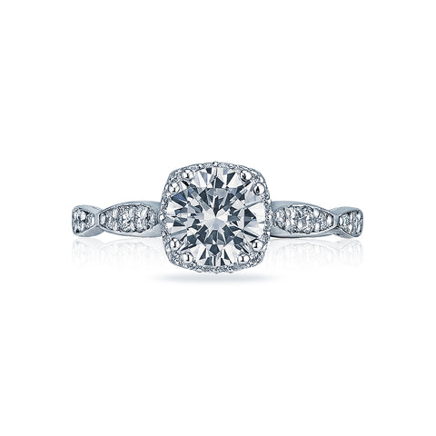 Tacori 18k White Gold Dantela Round Diamond Engagement Ring Setting (0.25 CTW)