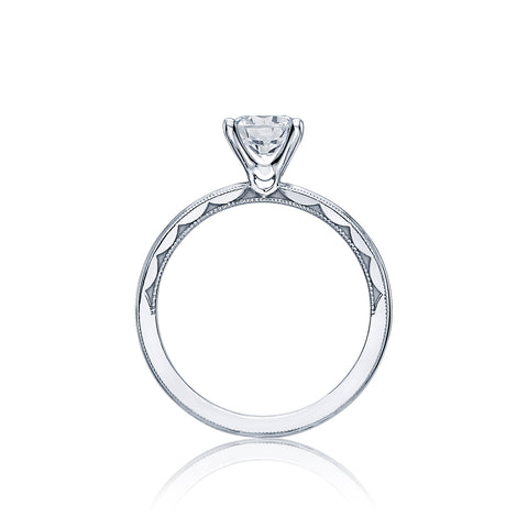 Tacori 18k White Gold Sculpted Crescent Round Diamond Engagement Ring Setting (0.5 CTW)