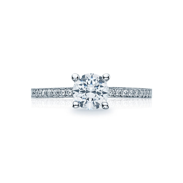 Tacori 18k White Gold Sculpted Crescent Round Diamond Engagement Ring Setting (0.16 CTW)