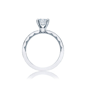Tacori 18k White Gold Sculpted Crescent Round Diamond Engagement Ring (0.16 CTW)