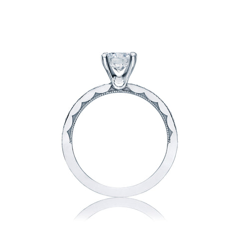 Tacori 18k White Gold Sculpted Crescent Round Diamond Engagement Ring Setting (0.16 CTW)