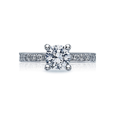 Tacori 18k White Gold Sculpted Crescent Round Diamond Engagement Ring Setting (0.41 CTW)