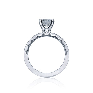 Tacori 18k White Gold Sculpted Crescent Round Diamond Engagement Ring (0.41 CTW)