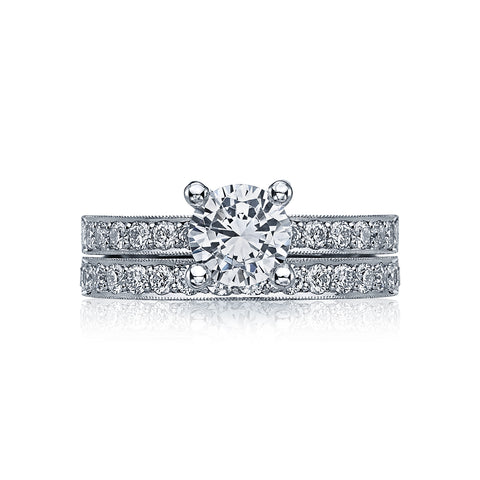 Tacori 18k White Gold Sculpted Crescent Round Diamond Engagement Ring Setting (0.41 CTW)