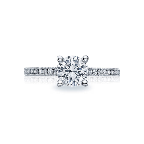 Tacori 18k White Gold Sculpted Crescent Round Diamond Engagement Ring Setting (0.19 CTW)