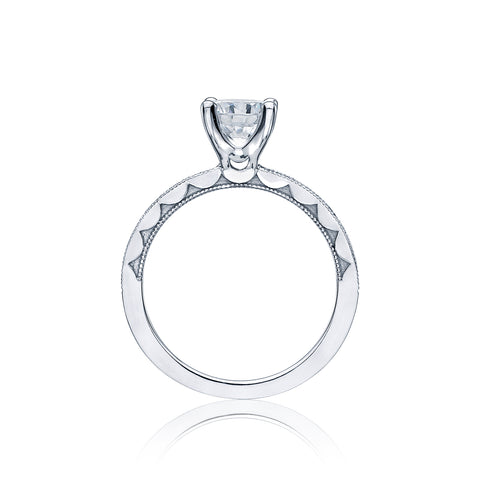 Tacori 18k White Gold Sculpted Crescent Round Diamond Engagement Ring Setting (0.19 CTW)