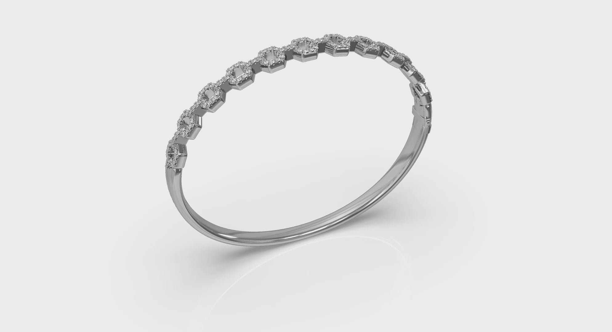 Vlora Serafina 14K Diamond Open Link Hinged Bangle (Diamond 1.07CTW)