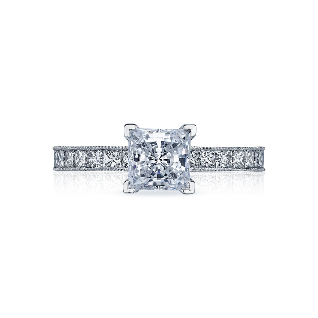 Tacori 18k White Gold Sculpted Crescent Princess Diamond Engagement Ring (0.7 CTW)