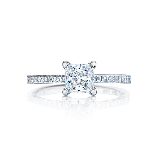 Tacori Platinum Petite Crescent Princess Diamond Engagement Ring Setting   (0.28CTW)
