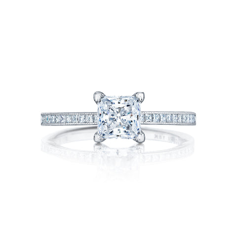 Tacori Platinum Petite Crescent Princess Diamond Engagement Ring Setting   (0.28CTW)