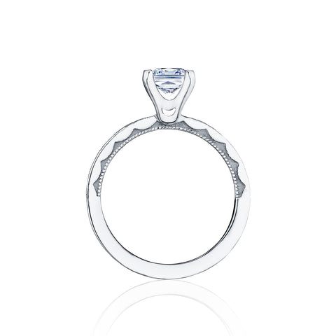 Tacori Platinum Petite Crescent Princess Diamond Engagement Ring Setting   (0.28CTW)