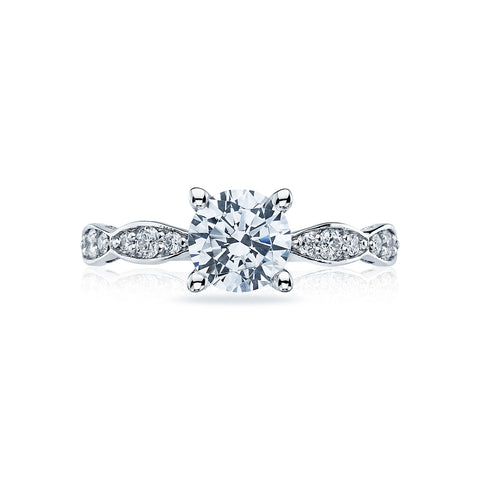 Tacori 18k White Gold Sculpted Crescent Round Diamond Engagement Ring Setting (0.28 CTW)