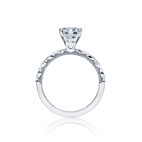 Tacori 18k White Gold Sculpted Crescent Round Diamond Engagement Ring Setting (0.28 CTW)