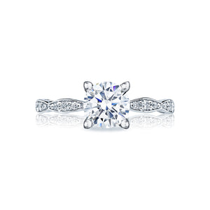 Tacori Platinum Sculpted Crescent Round Diamond Engagement Ring (0.15 CTW)