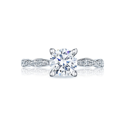 Tacori Platinum Sculpted Crescent Round Diamond Engagement Ring Setting   (0.15 CTW)