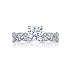 Tacori Platinum Sculpted Crescent Round Diamond Engagement Ring (0.15 CTW)