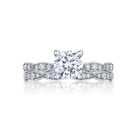 Tacori Platinum Sculpted Crescent Round Diamond Engagement Ring Setting   (0.15 CTW)