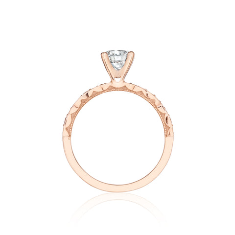 Tacori 18k Rose Gold Sculpted Crescent Round Diamond Engagement Ring Setting (0.15 CTW)