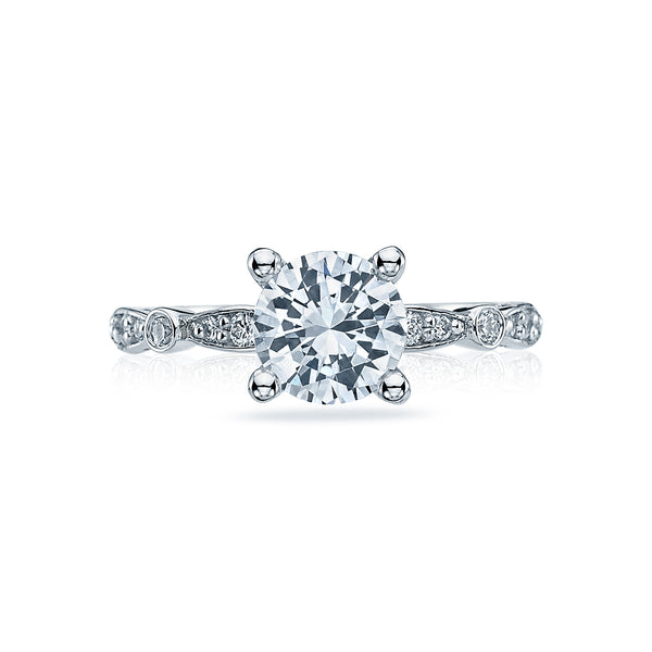 Tacori 18k White Gold Sculpted Crescent Round Diamond Engagement Ring Setting (0.17 CTW)