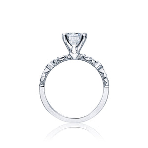 Tacori 18k White Gold Sculpted Crescent Round Diamond Engagement Ring (0.17 CTW)