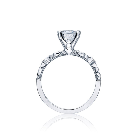 Tacori 18k White Gold Sculpted Crescent Round Diamond Engagement Ring Setting (0.17 CTW)