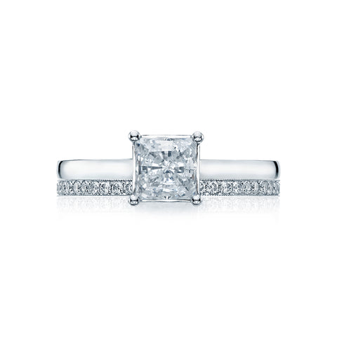 Tacori 18k White Gold Sculpted Crescent Princess Diamond Engagement Ring Setting (0.5 CTW)