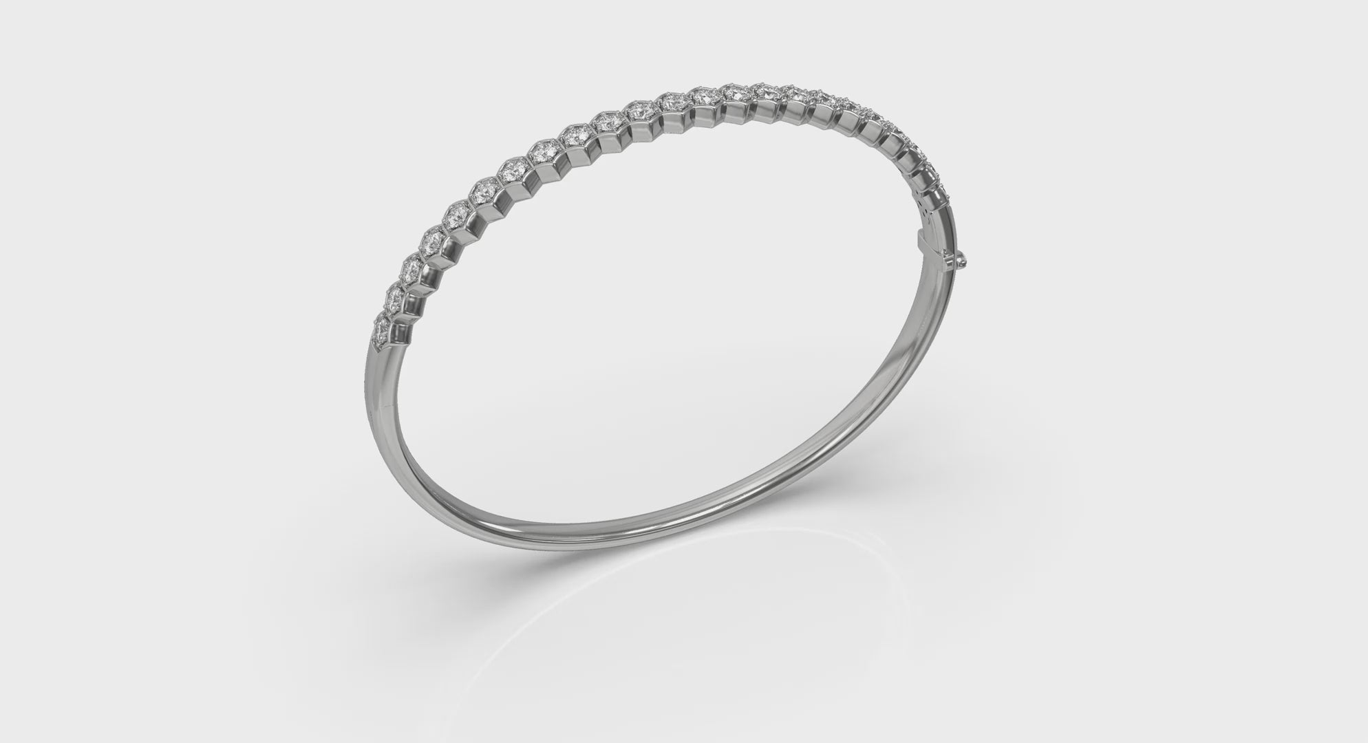 Vlora Serafina 14K Diamond Honeycomb Hinged Bangle (Diamond 1.38CTW)