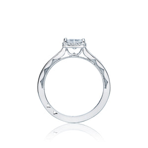 Tacori 18k White Gold Sculpted Crescent Princess Diamond Engagement Ring (0.05 CTW)