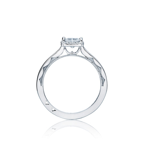 Tacori 18k White Gold Sculpted Crescent Princess Diamond Engagement Ring Setting (0.05 CTW)