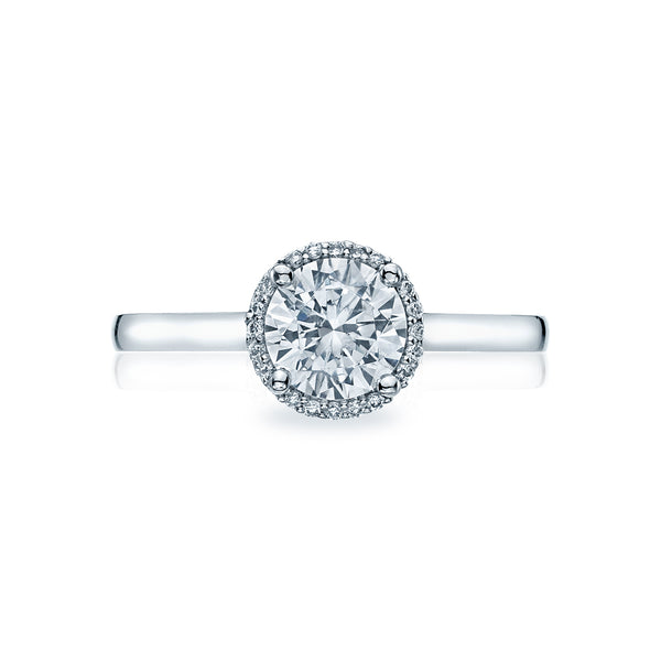 Tacori 18k White Gold Sculpted Crescent Round Diamond Engagement Ring Setting (0.06 CTW)