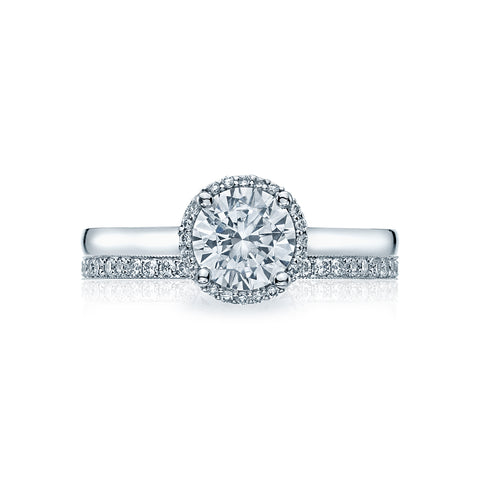 Tacori 18k White Gold Sculpted Crescent Round Diamond Engagement Ring Setting (0.06 CTW)