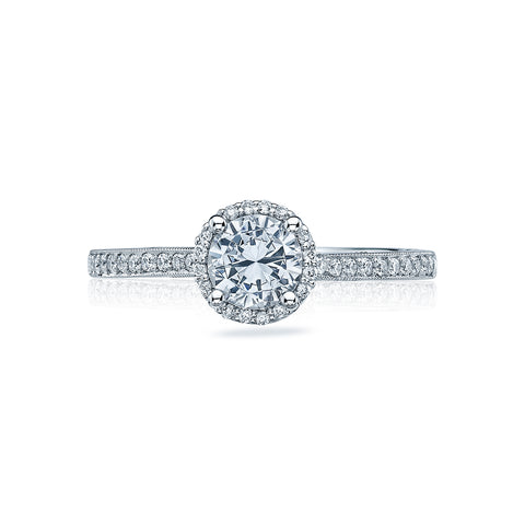 Tacori 18k White Gold Sculpted Crescent Round Diamond Engagement Ring Setting (0.18 CTW)