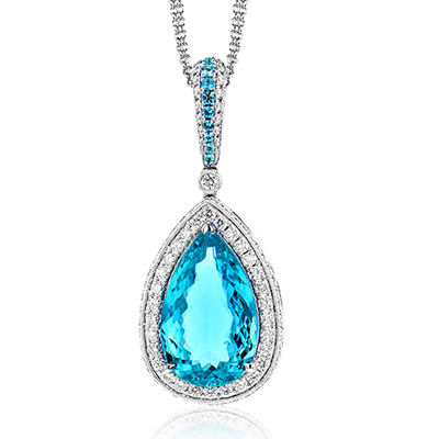 Simon G mp1344 PARAIBA TOURMALINE PENDANT NECKLACE IN 18K GOLD WITH DIAMONDS