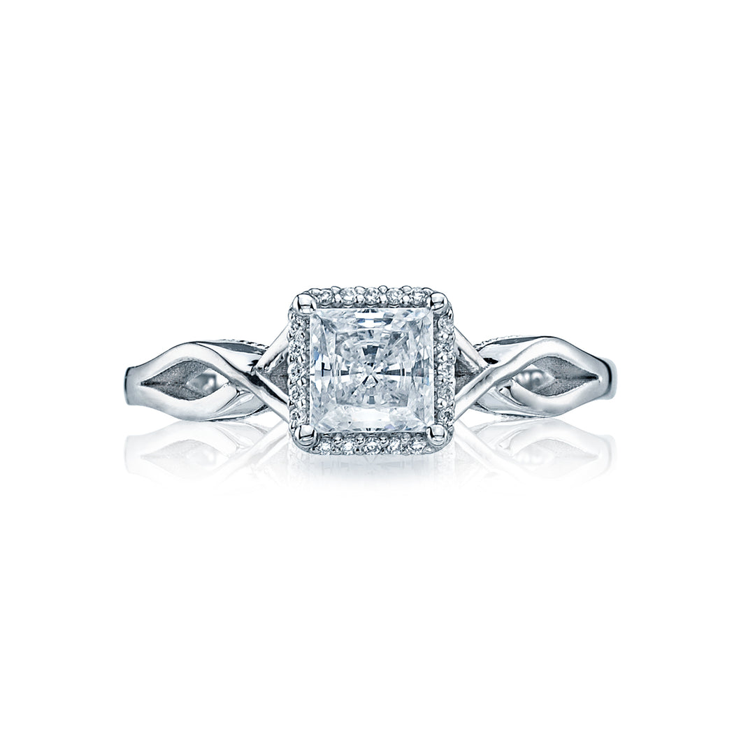 Tacori 18k White Gold  Sculpted Crescent Princess Diamond Engagement Ring (0.05 CTW)