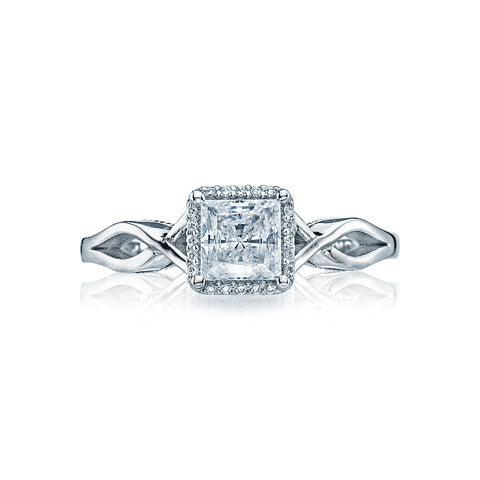 Tacori 18k White Gold  Sculpted Crescent Princess Diamond Engagement Ring Setting (0.05 CTW)