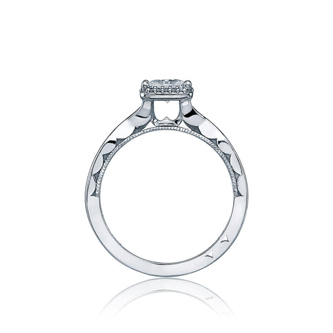 Tacori 18k White Gold  Sculpted Crescent Princess Diamond Engagement Ring Setting (0.05 CTW)