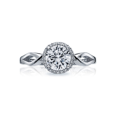 Tacori 18k White Gold Sculpted Crescent Round Diamond Engagement Ring Setting (0.06 CTW)