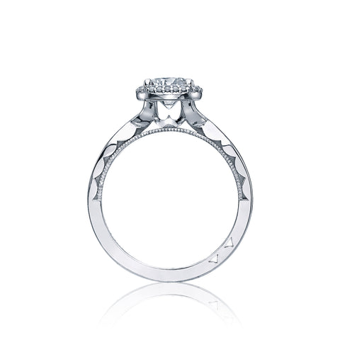 Tacori 18k White Gold Sculpted Crescent Round Diamond Engagement Ring Setting (0.06 CTW)