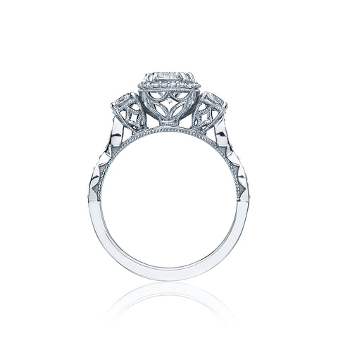 Tacori 18k White Gold Dantela Round Diamond Engagement Ring (0.6 CTW)