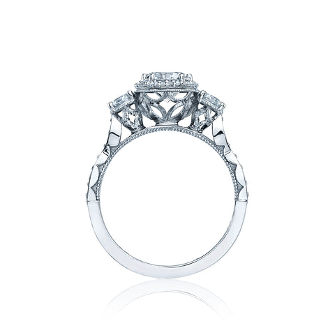 Tacori 18k White Gold Dantela Round Diamond Engagement Ring (0.59 CTW)