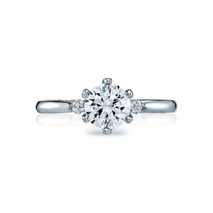 Tacori 18k White Gold Sculpted Crescent Round Diamond Engagement Ring (0.07 CTW)